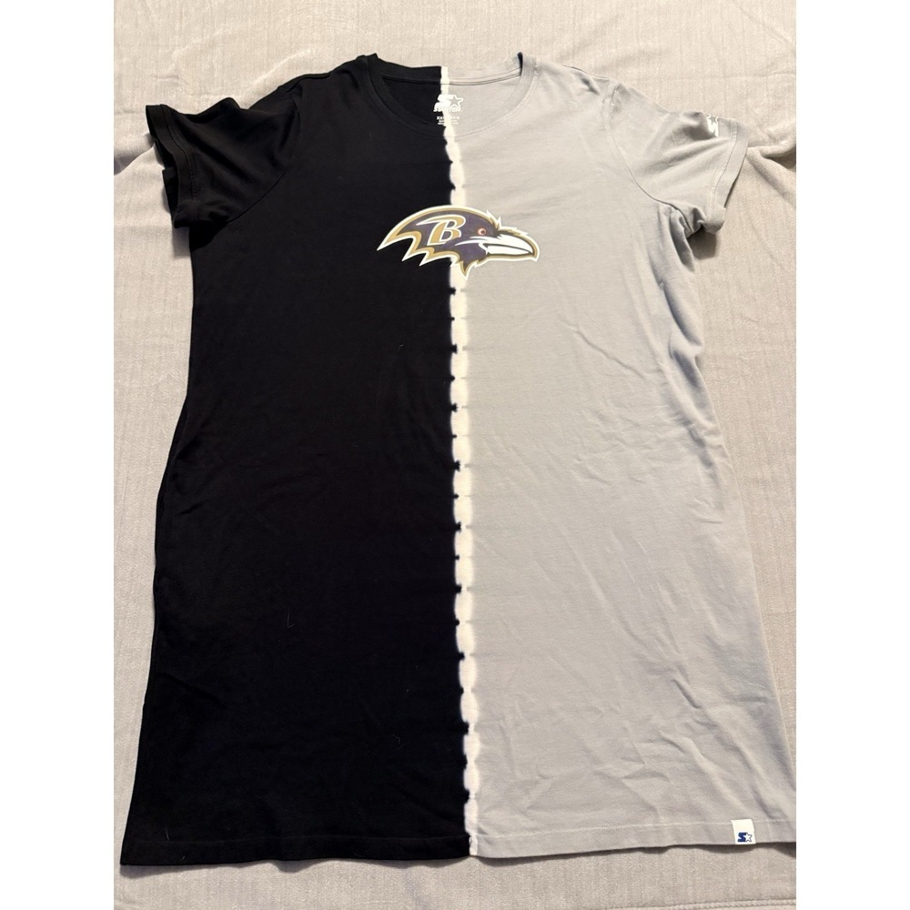 Starter Baltimore Ravens Split Dye T-Shirt Dress XXL NFL Black Gray Logo